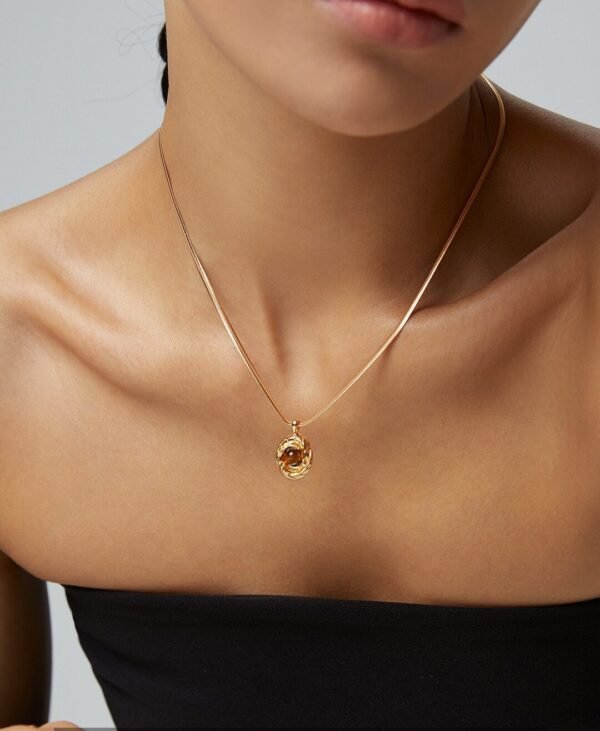 Tiger Eye Stone Sterling Silver Snake Bone Chain - Image 2