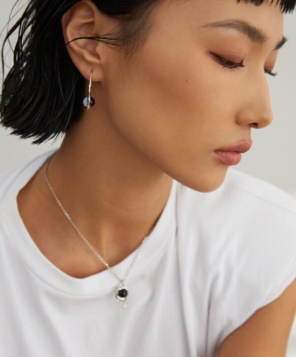 Sterling Silver Agate Opal Earrings - Image 2