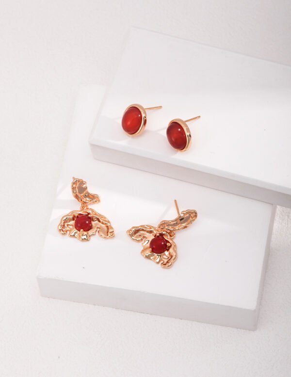 Sterling Silver Agate Earrings - Image 3