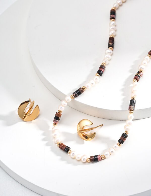 Sterling Silver Tiger Eye Pearl Necklace - Image 3
