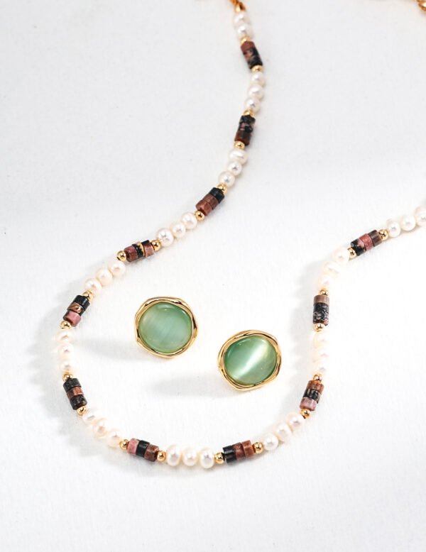 Sterling Silver Tiger Eye Pearl Necklace - Image 4