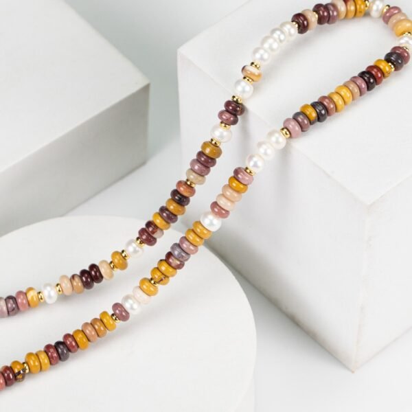 Natural Egg Yolk Stone Pearl Beaded Necklace - Image 3