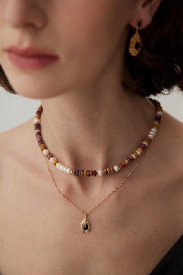 Natural Egg Yolk Stone Pearl Beaded Necklace - Image 2