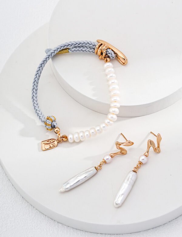 Natural Pearl Braided Sennit Bracelet - Image 4