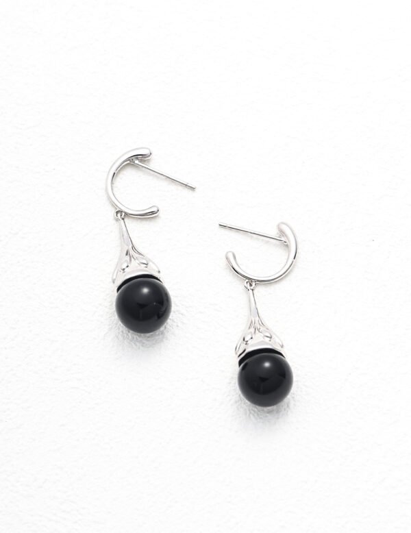 Sterling Silver Black Agate Earrings
