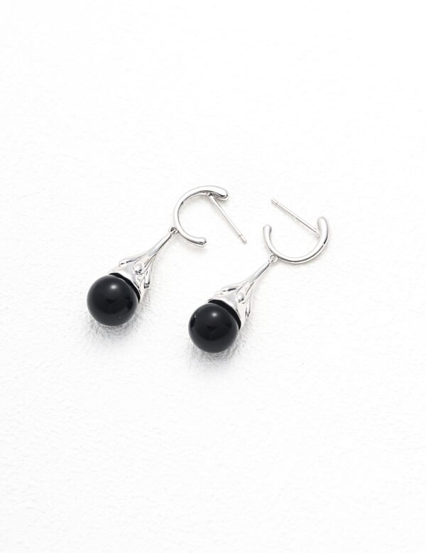 Sterling Silver Black Agate Earrings - Image 2