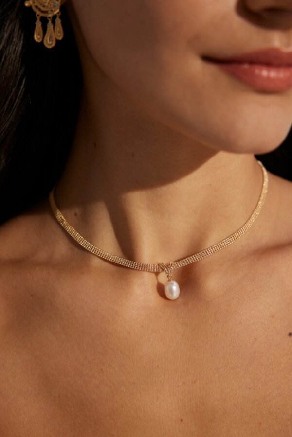 KCD original design 925 silver mesh chain natural freshwater pearl necklace gold/silver - Image 7