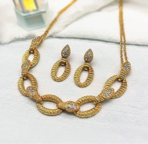 18k Gold Plated Snake Shape Necklace / Earrings Jewelry Sets