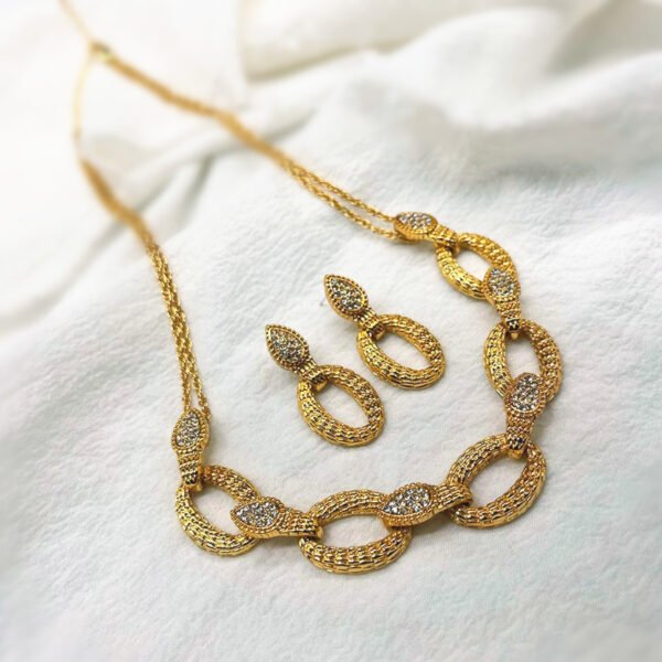 18k Gold Plated Snake Shape Necklace / Earrings Jewelry Sets - Image 4