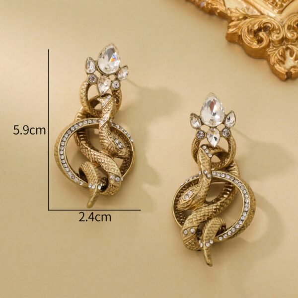 Vintage court-style snake-shaped diamond earrings - Image 4