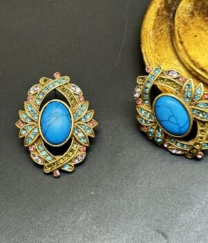 18K Gold Plated Vintage Earrings Earrings Lapis Lazuli Quality
