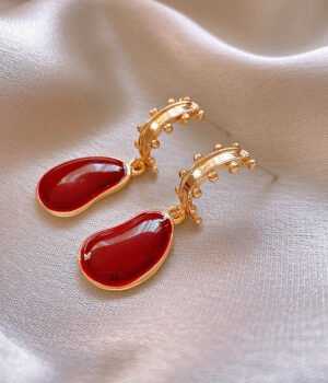 925 Silver Post Part Pea-Shaped Earrings