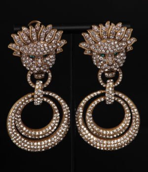 18K Gold Plated Rings Lion Head Earrings