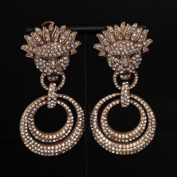 18K Gold Plated Rings Lion Head Earrings