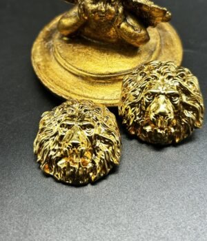 18K Gold Plated Vintage Gold Lion Head Earrings With Three-Dimensional Relief
