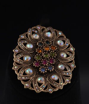 18K Gold Plated Vintage Oval Unique Brooch