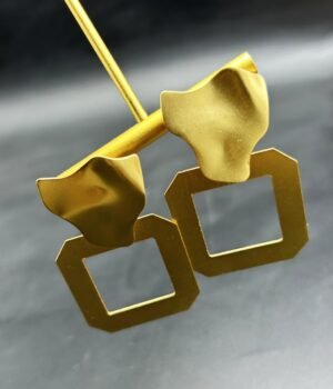 18K Gold Plated Vintage Brass Quadrilateral Geometric Earrings 925 Silver Post Parts