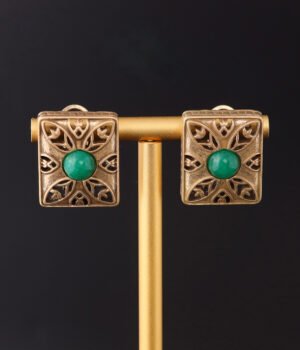 18k Gold Plated Quadrangle Palace style Exquisite Earrings