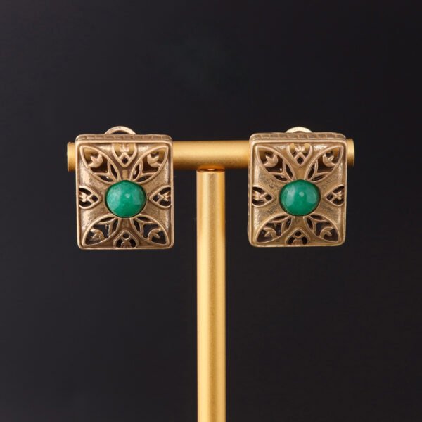 18k Gold Plated Quadrangle Palace style Exquisite Earrings