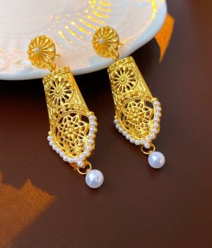 925 Silver Post Part Pearl Flower Earrings