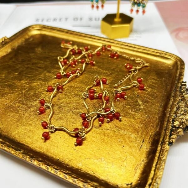 18K Gold Plated Vintage Agate Necklace