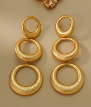 18K Gold Plated Vintage Earrings Circle Tassel Earrings Round Earrings
