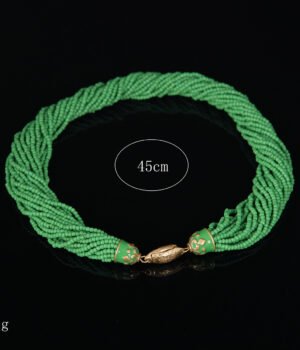 18k Gold Plated Rice beads Multi-layer Green Necklace