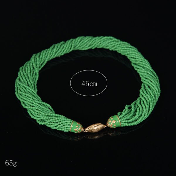 18k Gold Plated Rice beads Multi-layer Green Necklace