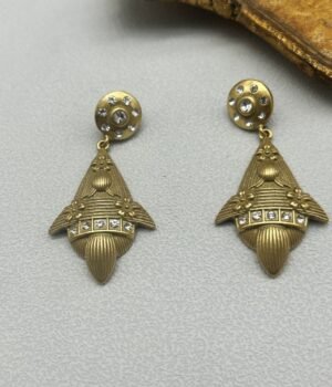 18K Gold Plated Vintage Earrings, Long Small Earrings, 925 Post Parts