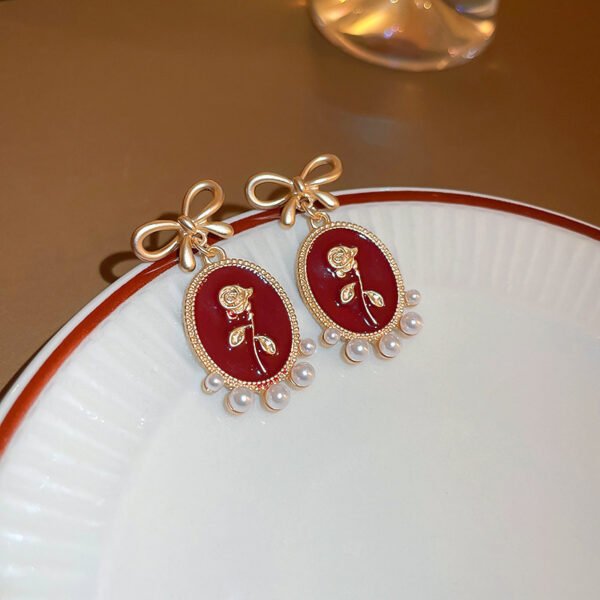 925 Silver Post Part Real Gold Electroplated Red Butterfly Earrings