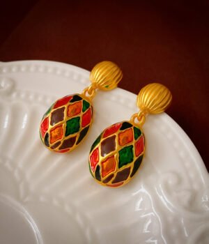 925 Silver Post Part Glaze Dripping Earrings