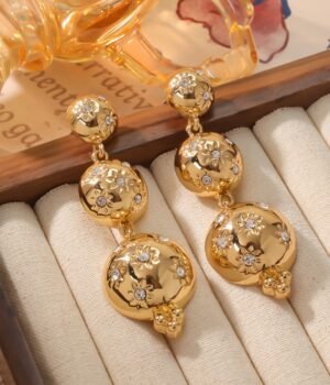 18K Gold Plated Vintage Elegant Alloy Diamond Stud Earrings