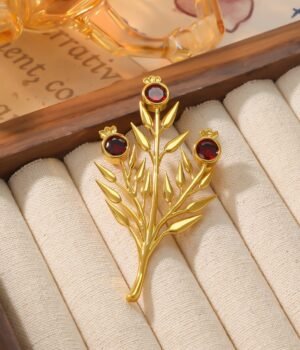 Vintage18K Gold-Plated Wheat Ear Plant Brooch