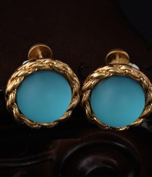 18K Gold Plated Vintage Circle Water Drop Earrings