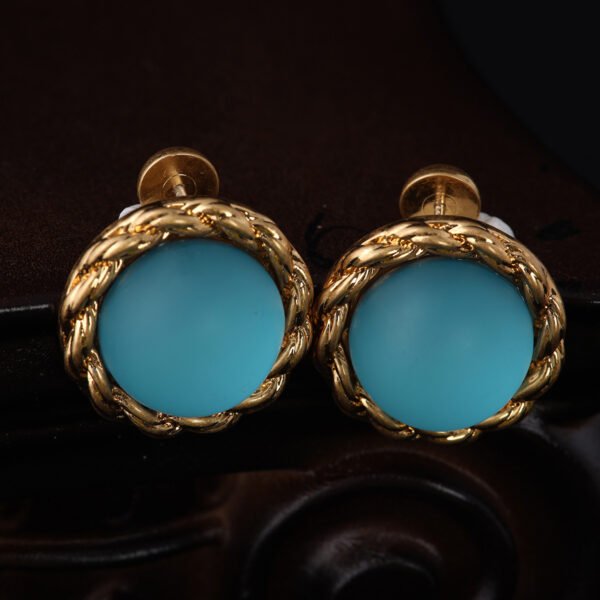 18K Gold Plated Vintage Circle Water Drop Earrings