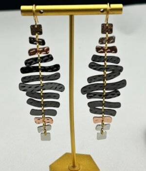 18K Gold Plated Fish Bone Long Earrings