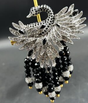 18K Gold Plated Vintage Full Diamond Swan Brooch Elegant Earrings