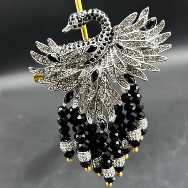18K Gold Plated Vintage Full Diamond Swan Brooch Elegant Earrings