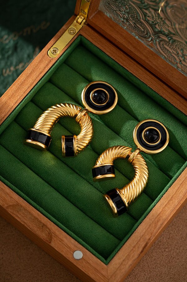 24K Real Gold-Plated Earrings Exaggerated Vintage Earrings S925 Silver Post Part Earrings - Image 3
