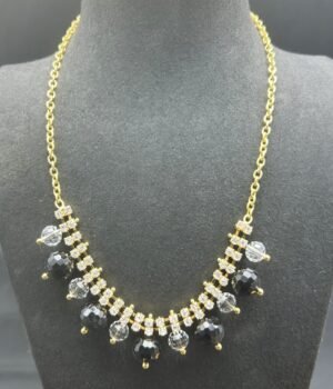 Vintage Brass 18K Gold-Plated Zircon Necklace