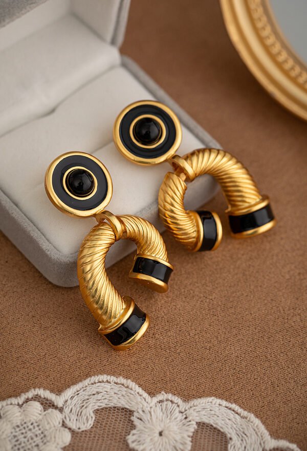 24K Real Gold-Plated Earrings Exaggerated Vintage Earrings S925 Silver Post Part Earrings