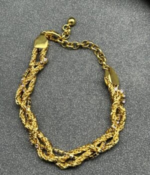 18K Gold Plated Vintage Hand-Made Twisted Gemstone Bracelet Jewelry