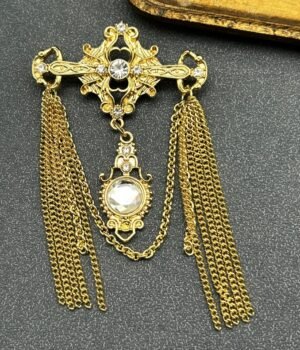 18K Gold Plated Vintage Hollow Tassel Brooch