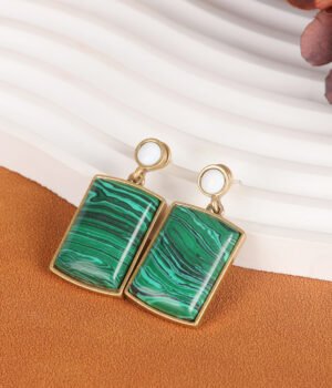 18k Gold Plated Vintage Square Unique Earrings
