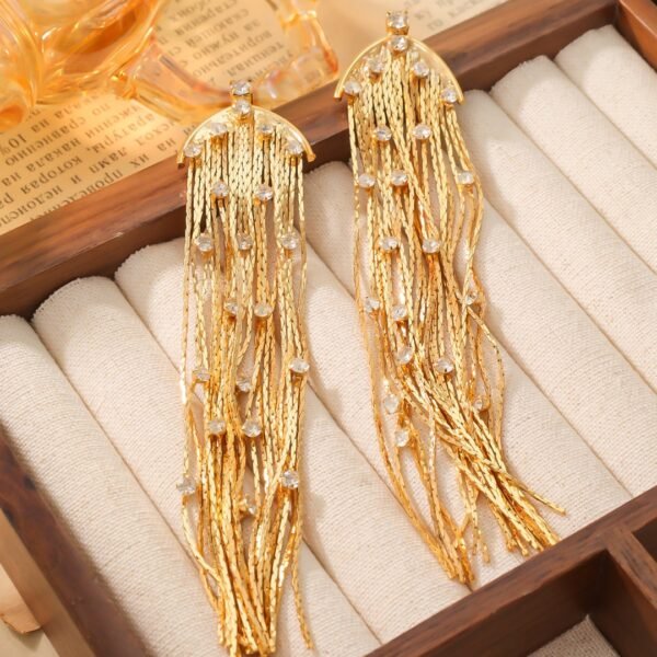 18K Gold Plated Gold Tassel Earrings Ear Clips