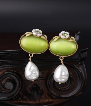 18K Gold Plated Flower Exquisite Small Freshwater Pearl Earrings