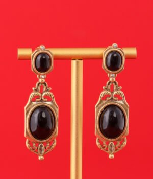 18K Gold Plated Oval Palace Style Elegant Earrings
