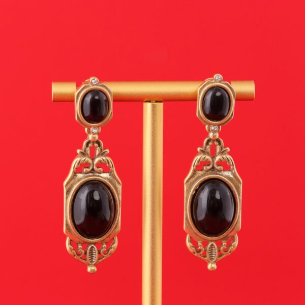 18K Gold Plated Oval Palace Style Elegant Earrings