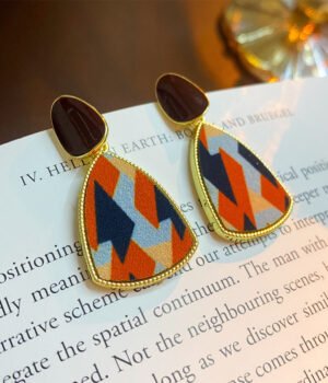 Triangular rhombus 925 Sterling Silver Post Part Earrings