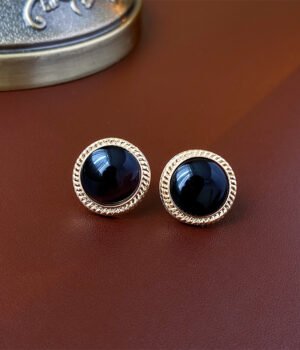 Black 925 Sterling Silver Post Part Earrings